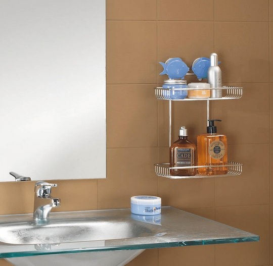 ForHome Wall Mounted Bathroom Shelf Metallic with 2 Shelves 30x17x40cm
