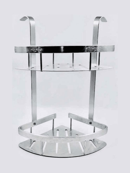 ForHome Стенен Рафт за баня Метален с 2 рафта 22x22x44см
