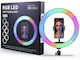 Mj-33 RGB Ring Light 33cm με Επιτραπέζια Βάση Στήριξης και Βάση για Κινητό