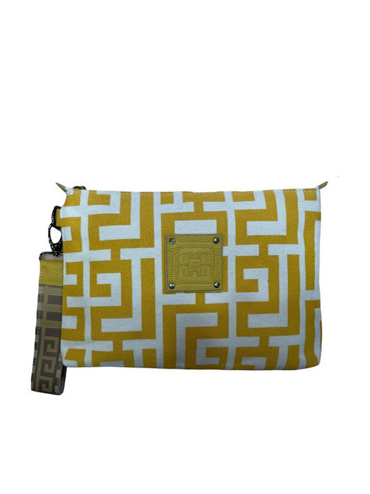 Ifigenia Δερμάτινη Γυναικεία Τσάντα Χειρός Beige Yellow Labyrinth