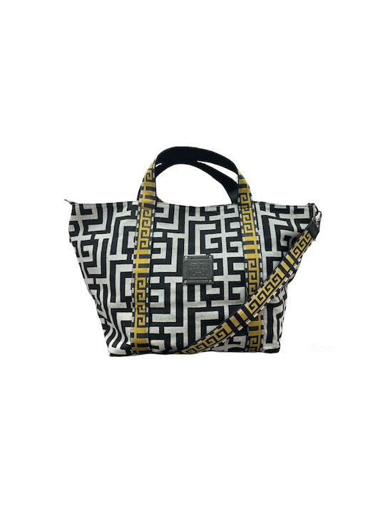 Midneto Efterpe I Women's Bag Shopper Shoulder Silver (Lurex) Black Labyrinth