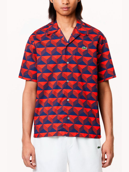 Lacoste Men's Shirt Short Sleeve Penumbra/alizarin-red