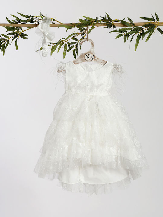 Lollipop White Baptism Dress made of Tulle