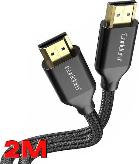 Earldom HDMI 1.4 High Speed 1080p 120Hz Braided Cable HDMI Male - HDMI Male 2m Black