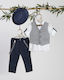 Baptismal Suit Boy Blue-Grey Kth-2442 Lollipop Bls-24-kth-2442