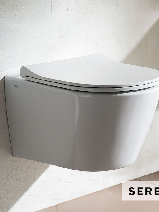 Serel Wall-Mounted Toilet with Slim Cover Soft Close Beige