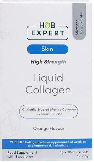 Holland & Barrett Skin Liquid Collagen 5000мг с Витамин C 30мл 10 сашета Портокал