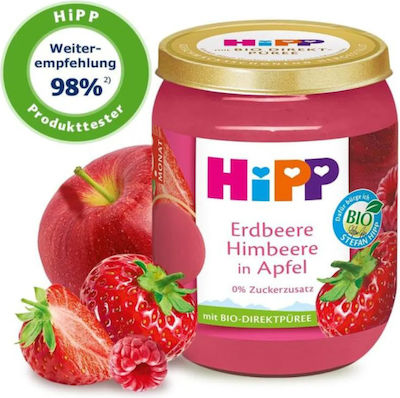 Hipp Cremă de fructe Apple with Strawberry & Raspebrry Fără gluten pentru 5m+ 190gr