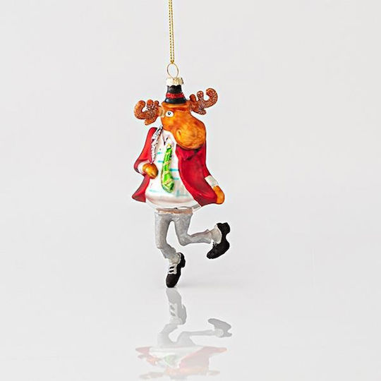 Glass Reindeer Christmas Tree Ornament White 4.7x6.5cm
