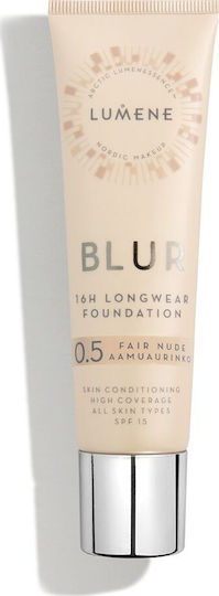 Lumene Blur 16h Longwear Foundation Spf15 Изглаждащ фон дьо тен за лице 0.5 Fair Nude 30ml