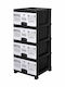 Viosarp Drawers Plastic Black/White 4 Slots 37.5x45.5x90cm
