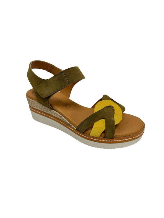 Eva Frutos Damen Leder Plateauschuhe 504 Amarillo Military