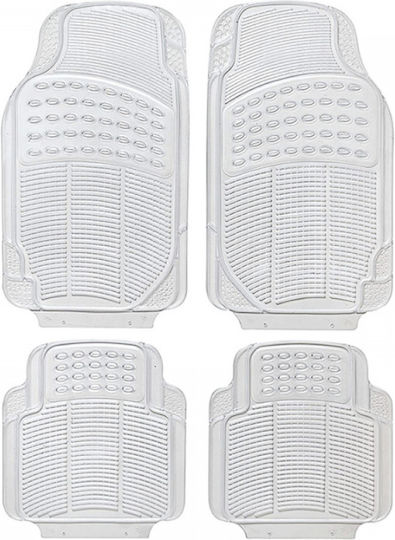 Universal Car Mats Set Front and Back 4 Pieces Silver and Grey