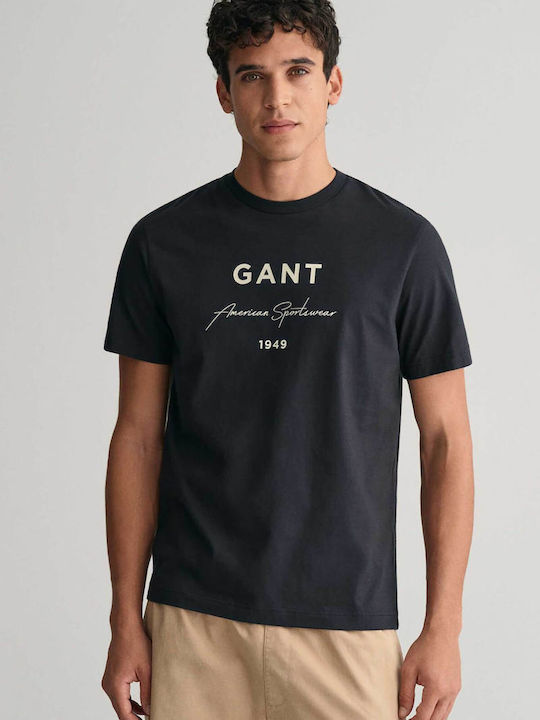 Gant Ανδρικό T-shirt Κοντομάνικο Μαύρο