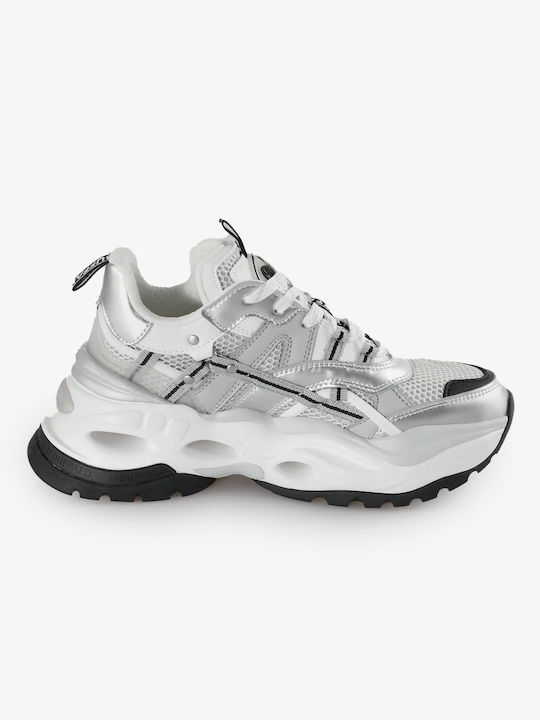 Buffalo Triplet Hollow Femei Chunky Sneakers White / Black / Silver