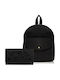 Set Leather Women's Bag Backpack Black