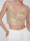 Ale - The Non Usual Casual Damen Crop Top mit Trägern Gold