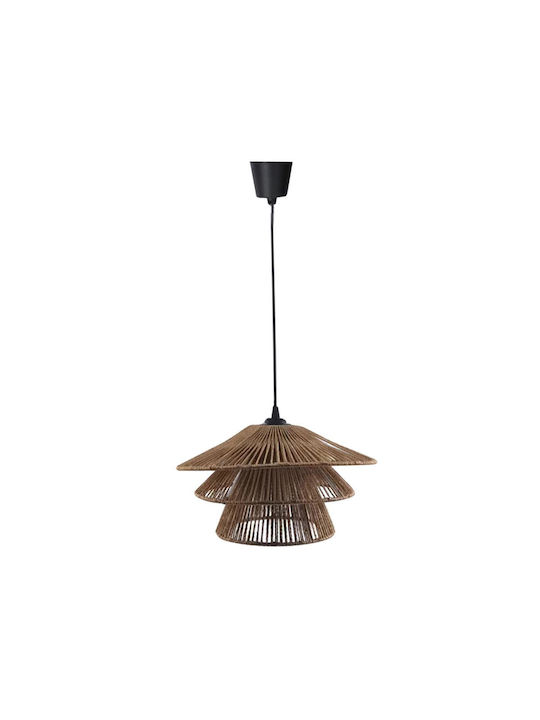 Inart Oakim Pendant Light Brown with Rope for Socket E27 35.5x35.5x170cm