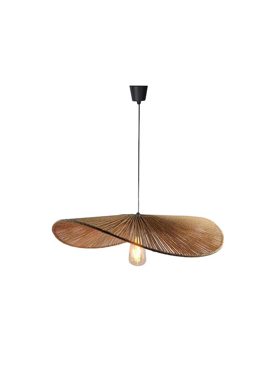 Inart Haris Pendant Light Single-Light with Rope for Socket E27 Brown