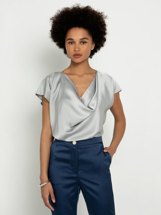 Toi&Moi Women's Blouse Satin Drape Silver