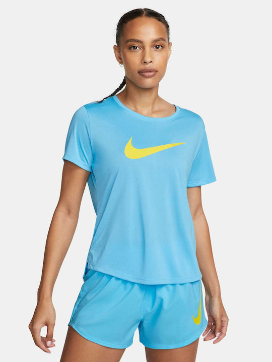 Nike W Nk One Df Women's Athletic Blouse Short Sleeve Turquoise