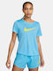 Nike W Nk One Df Women's Athletic Blouse Short Sleeve Turquoise