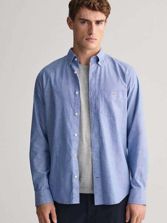Gant Дълъг ръкав Риза Едноцветен Blue