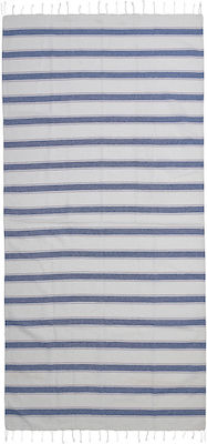 Ble Towel Pestemal White Blue Color Stripes 90x180 100% Cotton