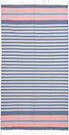 Ble Towel Pestemal White Pink Blue Colour Stripes 90x180 100% Cotton