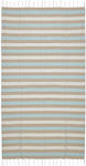 Ble Towel Pestemal Blue Blue Beige White Colour Stripes 90x180 100% Cotton