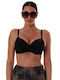 Padded Underwire Bikini Bra with Adjustable Straps Black
