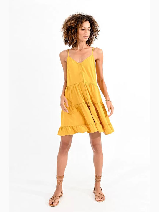 Molly Bracken Mini Rochie cu Volane YELLOW