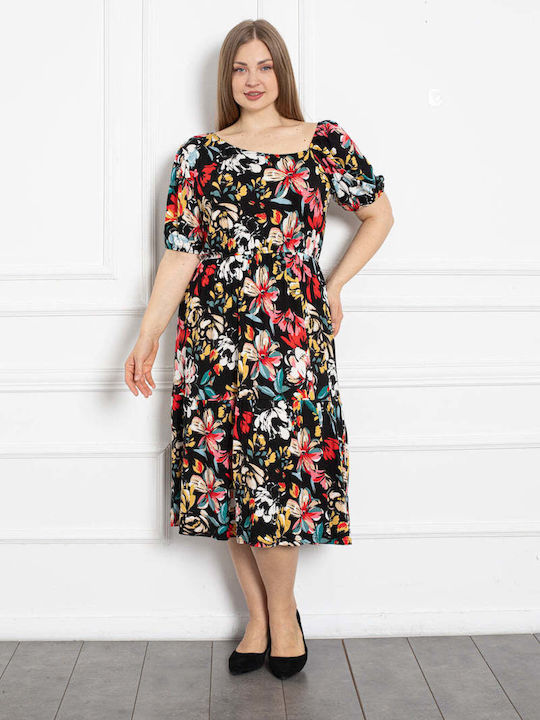 Bubble Chic Sommer Midi Kleid Floral