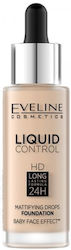 Eveline Liquid Control Hd Fond de ten 001 Porțelan 32ml