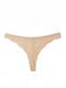 Women's String with Lace Beige