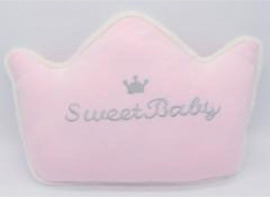 Natural Home Διακοσμητικό Μαξιλάρι Κούνιας Sweet Baby Κορώνα Ροζ