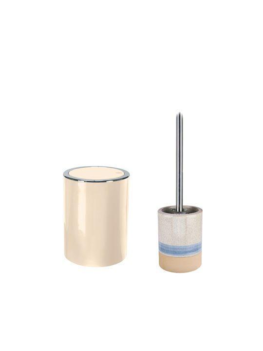 Kleine Wolke Plastic Toilet Brush and Basket Set 5lt Beige