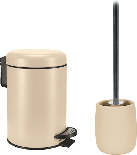 Kleine Wolke Eclipse Metallic Toilet Brush and Basket Set 3lt Beige