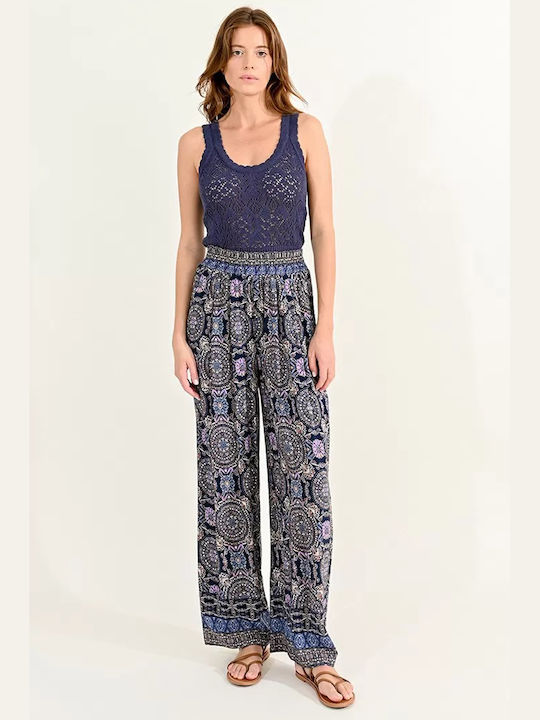 Molly Bracken Women's High-waisted Fabric Trousers in Loose Fit