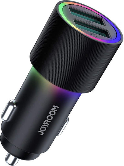 Joyroom JR-CL10 Φορτιστής Αυτοκινήτου 24W 4.8A με Θύρες: 2xUSB Μαύρο Χρώμα