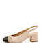 Leather Nude/Black Heels with Strap