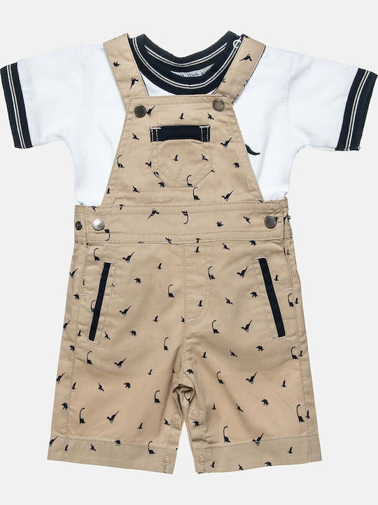 Kids Clothing Set with Dungarees Summer 2 Pieces Beige
