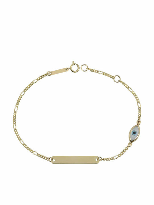 Kontopoulos Kids Bracelet ID from Gold 14K with Evil Eye