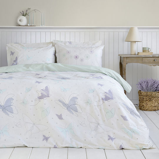 Nima Sheet Sets Queen 240x260cm. Butterflies Green 4pcs