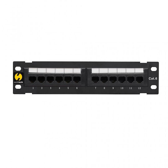 Netrack Patch Panel για Rack 19" 12 Θυρών Γκρι
