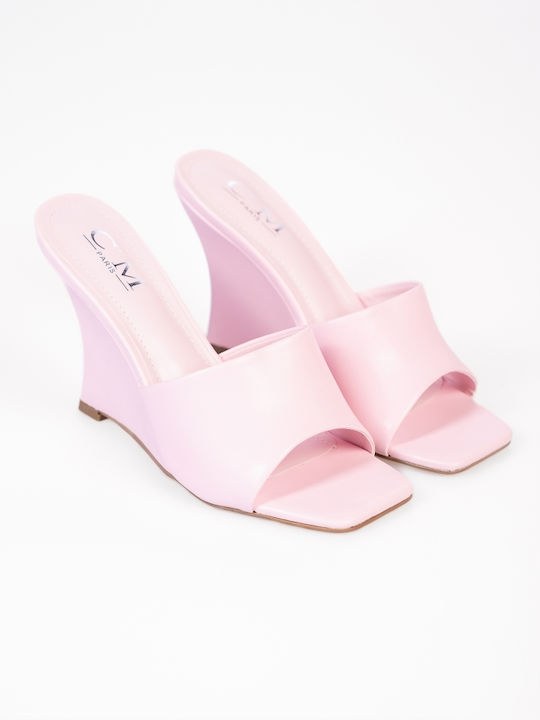 Wedge Heel Mules Pink