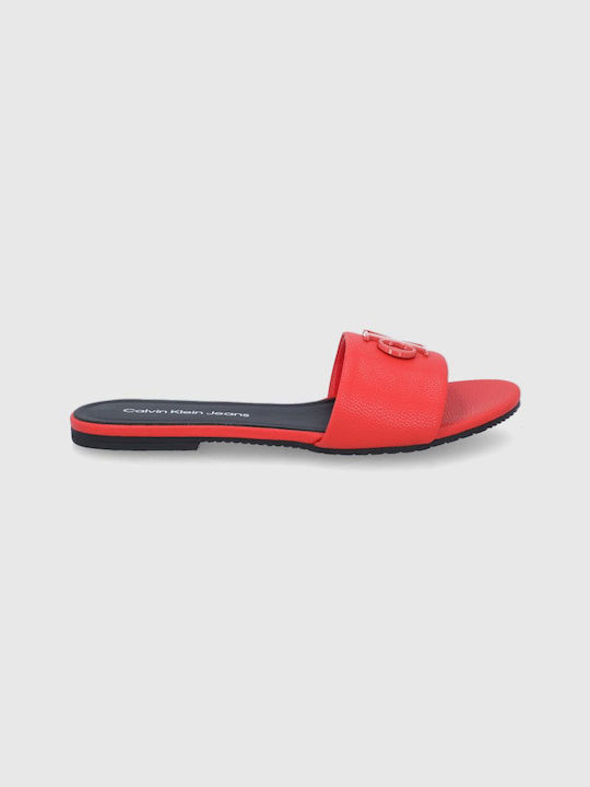 Calvin Klein Piele Sandale dama în Roșu Culoare