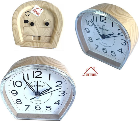 ForHome Tabletop Clock with Indicators Plastic with Alarm Clock Brown KBM-24601334