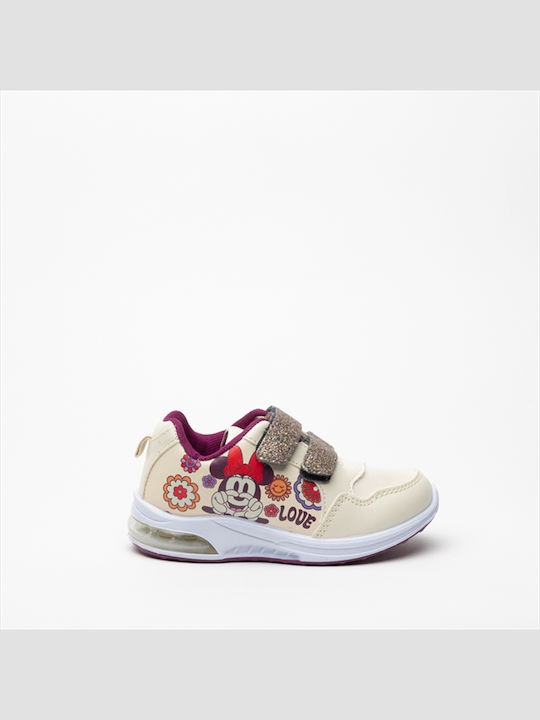 Kids Sneakers with Hoop & Loop Closure and Lights Beige