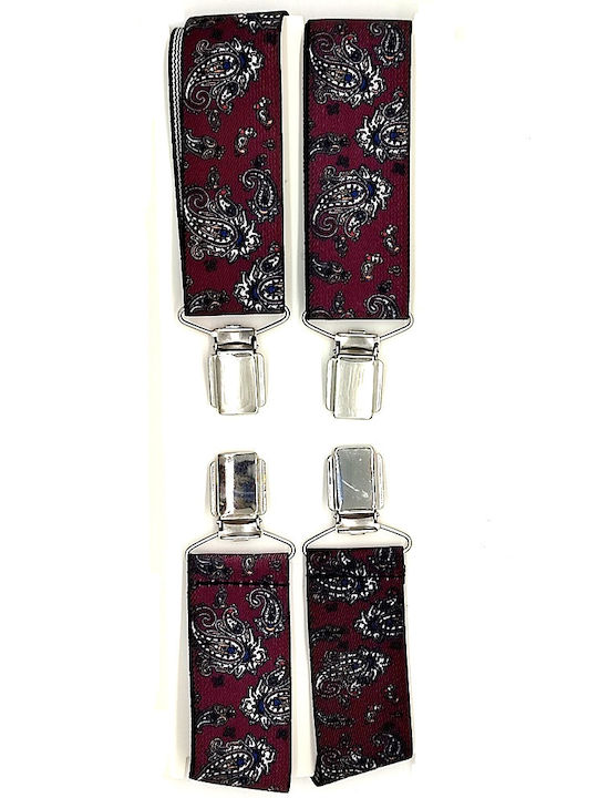 Suspenders Printed Burgundy